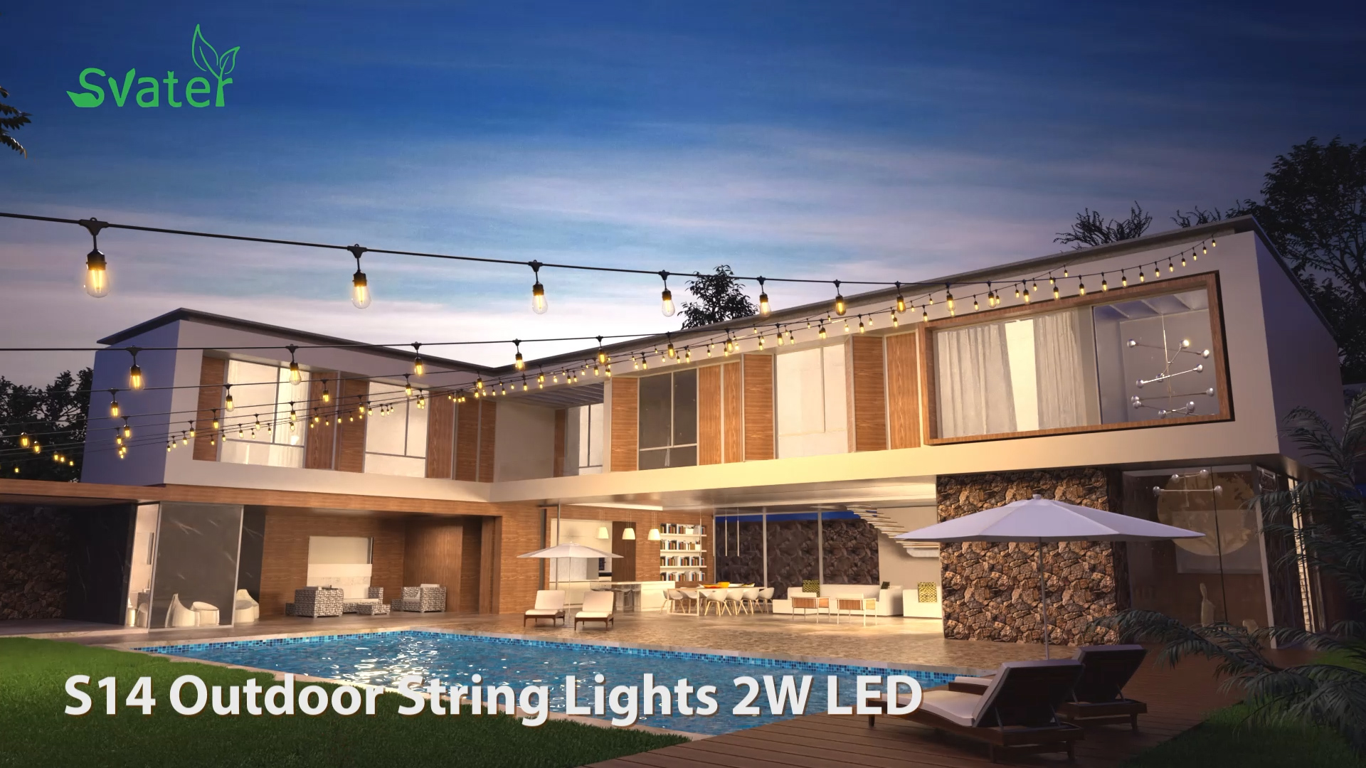 Svater 192 FT Outdoor String Lights 2W, Patio Light for Outside